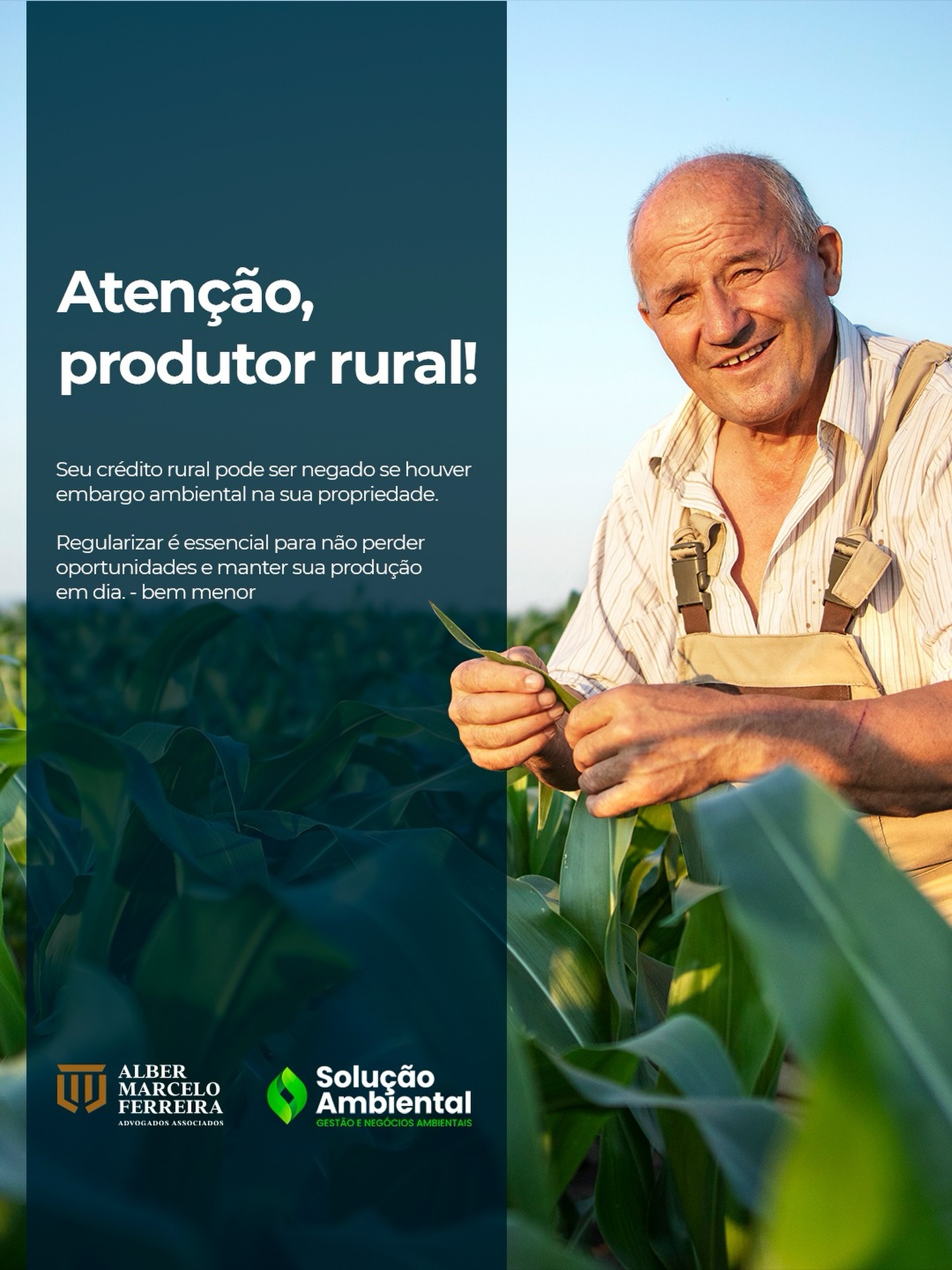 🔍 Regularizar sua propriedade é um passo essencial para garantir que seu crédito rural não seja bloqueado e que sua produção siga crescendo sem interrupções. Muitos produtores só descobrem o embargo quando já estão com o financiamento negado — e é exatamente por isso que agir antes evita prejuízos e atrasos no planejamento da safra. A regularização ambiental coloca sua propriedade em conformidade com as exigências legais, trazendo segurança e previsibilidade para seus negócios.

Com orientação especializada, todo o processo se torna muito mais simples. Nossa equipe acompanha cada etapa, identifica pendências, prepara a documentação necessária e assegura que você esteja protegido contra riscos futuros. Estamos aqui para ajudar você a manter sua produção em dia, aproveitar oportunidades e continuar crescendo com tranquilidade e confiança.