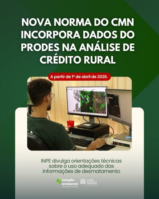 🚨 Produtor rural, atenção! Isso muda o jogo.
A partir de 1º de abril de 2026, a análise de crédito rural passa a considerar dados do PRODES — ou seja, o histórico de desmatamento da sua área entra na conta na hora de liberar financiamento.
💡 O que isso significa na prática?
Se houver inconsistências ou indícios de irregularidade ambiental, o acesso ao crédito pode ficar mais difícil.
✔️ Regularização ambiental deixa de ser só obrigação…
👉 passa a ser estratégia financeira.
Se você depende de crédito para produzir, investir ou expandir, não dá mais para deixar isso para depois.
⚠️ Este é o momento de revisar sua área, sua documentação e garantir que está tudo em conformidade.
📲 Fique atento. Quem se antecipa, sai na frente.