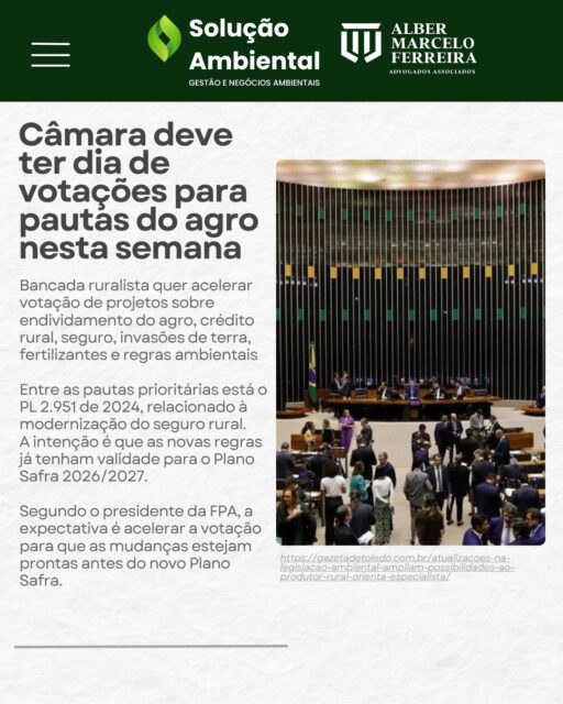 🚜 Produtor rural, atenção às pautas do agro!

A Câmara está votando PLs importantes para o setor, incluindo mudanças no seguro rural (PL 2.951/2024), além de pautas ligadas ao crédito, segurança jurídica e fortalecimento do agronegócio. 🌱

São decisões que podem impactar diretamente o dia a dia no campo, os custos da produção e o planejamento da próxima safra. Quem vive do agro sabe: estar bem informado também faz parte da estratégia. 👀🚜

Fique atento às votações e aos próximos passos dessas propostas! #Agro #ProdutorRural #Agronegocio #PlanoSafra #SeguroRural #AgroBrasil